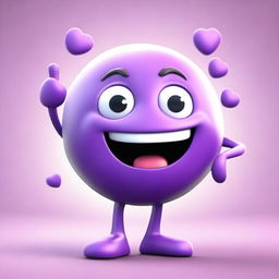 A high-quality 3D animated image featuring a character with a purple emoticon for a head