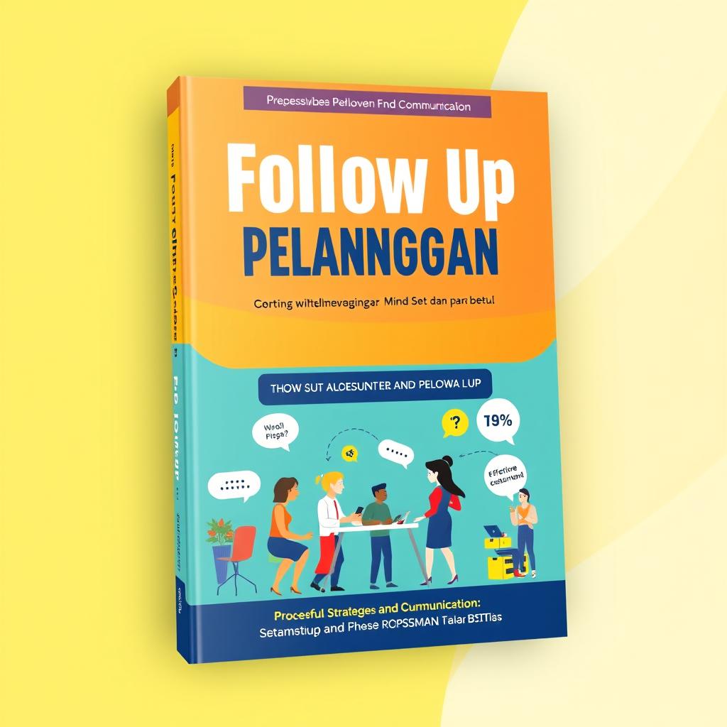 An engaging and professional ebook cover design for 'Follow Up Pelanggan: Mind Set dan Cara Betul'