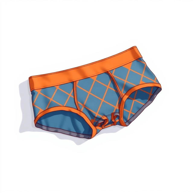 A detailed illustration of a stylish pair of men's underwear laid flat on a clean, serene surface