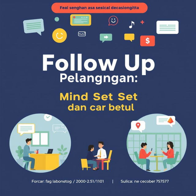 An attractive poster design for 'Follow Up Pelanggan: Mind Set dan Cara Betul'