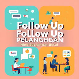 An attractive poster design for 'Follow Up Pelanggan: Mind Set dan Cara Betul'