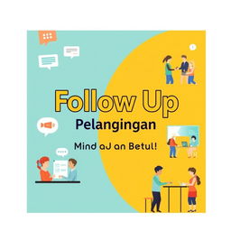 An attractive poster design for 'Follow Up Pelanggan: Mind Set dan Cara Betul'