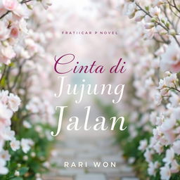 A beautifully designed cover for a fictional novel titled 'Cinta di Ujung Jalan'