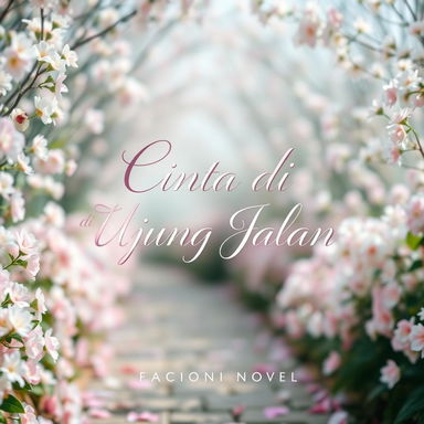 A beautifully designed cover for a fictional novel titled 'Cinta di Ujung Jalan'