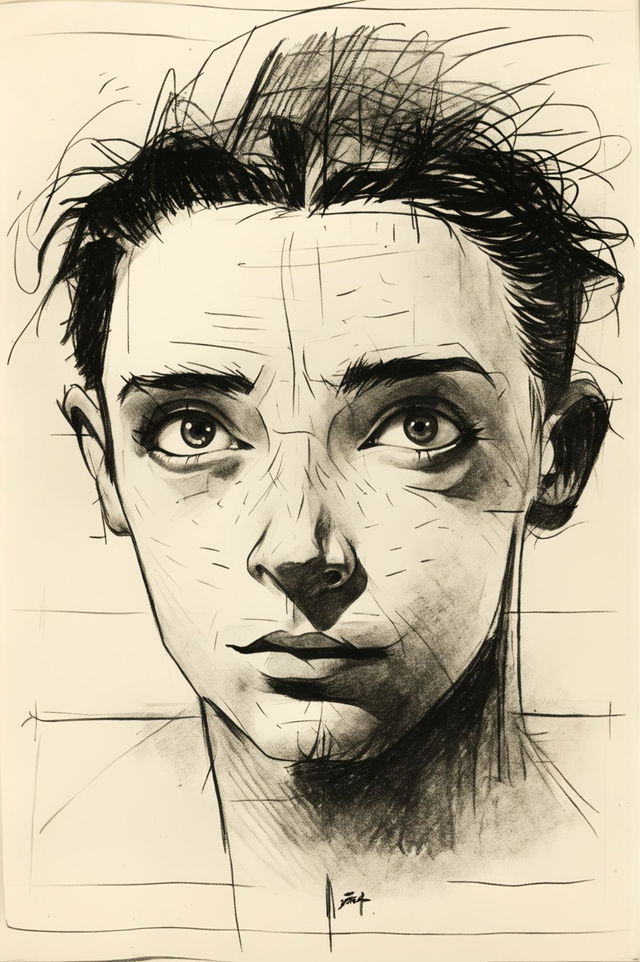 The image is an average to below average police sketch of a face, drawn on plain paper