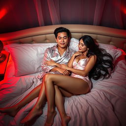 A serene and intimate scene set in a cozy bedroom at night