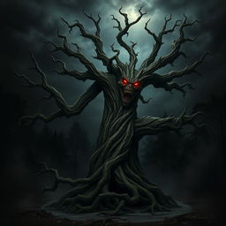 A menacing treant with a twisted, gnarled bark
