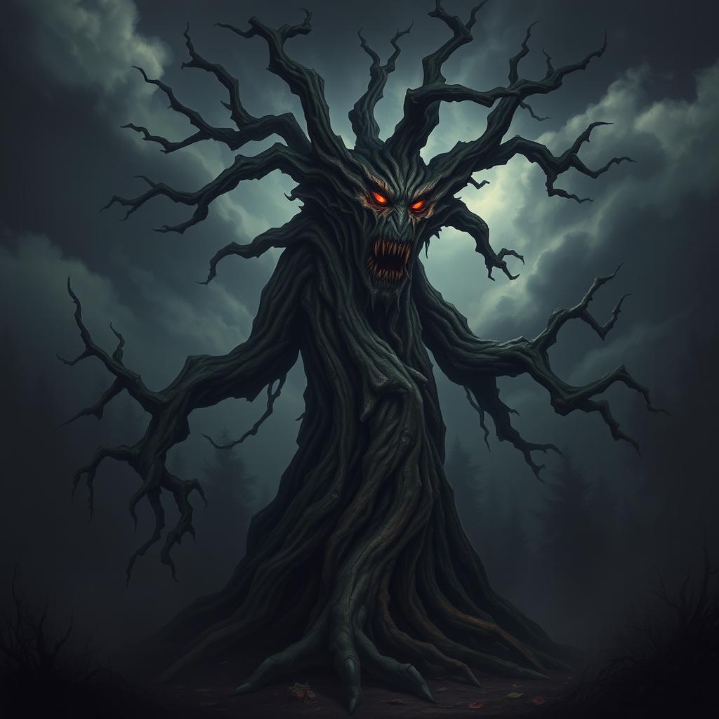 A menacing treant with a twisted, gnarled bark