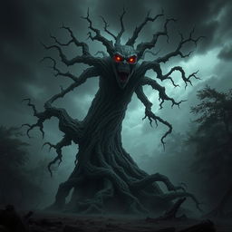 A menacing treant with a twisted, gnarled bark