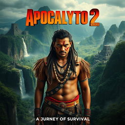 A teaser poster for 'Apocalypto 2 (2025)' featuring Rudy Youngblood as the lead character