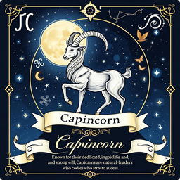 A beautifully designed zodiac Capricorn tarot card featuring intricate illustrations