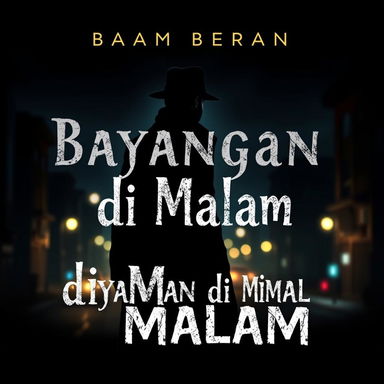 A realistic cover design for a thriller novel titled 'Bayangan di Malam'