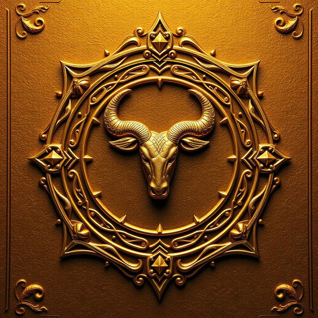 A beautifully designed golden zodiac card representing the Taurus sign