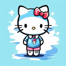 An image of Hello Kitty, the popular character, designed in high quality digital art