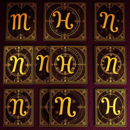 A stunning collection of golden zodiac cards, each representing one of the twelve zodiac signs in elegant, shimmering gold
