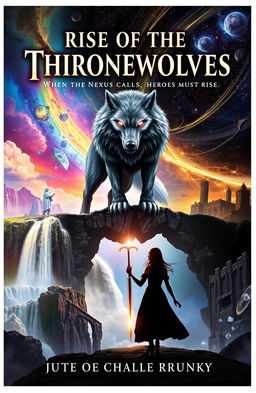 A breathtaking fantasy book cover for 'Rise of the Thronewolves'