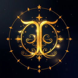 A beautiful representation of the Gemini zodiac sign, elegantly designed in shimmering golden color