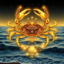 An elegant representation of the Cancer zodiac sign, beautifully designed in luxurious golden color