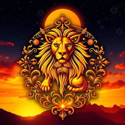 A majestic representation of the Leo zodiac sign, artistically crafted in radiant golden color