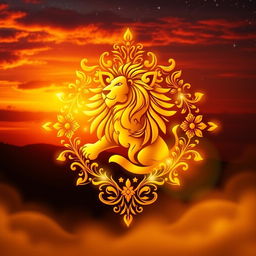 A majestic representation of the Leo zodiac sign, artistically crafted in radiant golden color