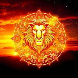 A majestic representation of the Leo zodiac sign, artistically crafted in radiant golden color