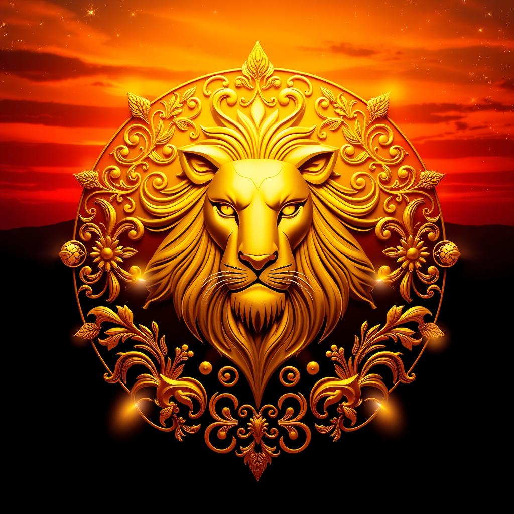 A majestic representation of the Leo zodiac sign, artistically crafted in radiant golden color