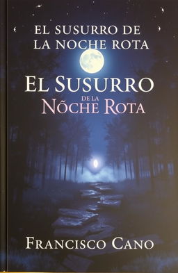 A mystical and atmospheric book cover for 'EL SUSURRO DE LA NOCHE ROTA' by Francisco Cano