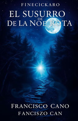 A mystical and atmospheric book cover for 'EL SUSURRO DE LA NOCHE ROTA' by Francisco Cano