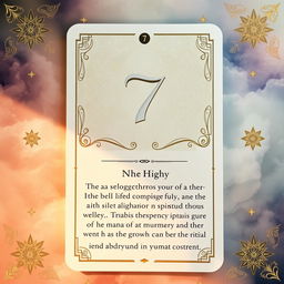 A beautifully designed numerology card featuring the number '7', prominently showcased in an elegant and artistic style