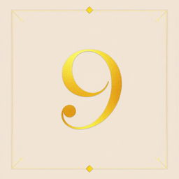 A minimalist numerology card featuring only the number '9' in a bold and artistic font