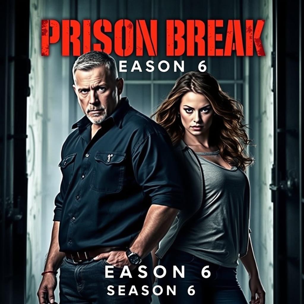 An exciting movie poster for "Prison Break Season 6 (2024)" featuring the iconic characters portrayed by Wentworth Miller and Sarah Wayne Callies