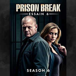 An exciting movie poster for "Prison Break Season 6 (2024)" featuring the iconic characters portrayed by Wentworth Miller and Sarah Wayne Callies