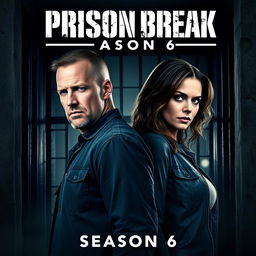 An exciting movie poster for "Prison Break Season 6 (2024)" featuring the iconic characters portrayed by Wentworth Miller and Sarah Wayne Callies