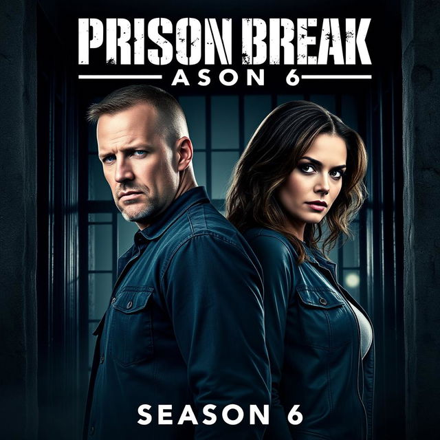 An exciting movie poster for "Prison Break Season 6 (2024)" featuring the iconic characters portrayed by Wentworth Miller and Sarah Wayne Callies