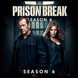 An exciting movie poster for "Prison Break Season 6 (2024)" featuring the iconic characters portrayed by Wentworth Miller and Sarah Wayne Callies
