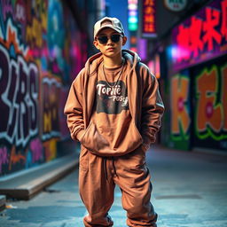 A 22-year-old Chinese man dressed as a rapper