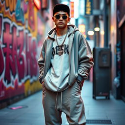 A 22-year-old Chinese man dressed as a rapper