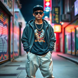 A 22-year-old Chinese man dressed as a rapper