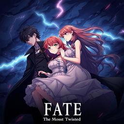 A visually striking anime-style illustration that incorporates the title 'FATE - The Most Twisted Game'
