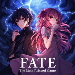 A visually striking anime-style illustration that incorporates the title 'FATE - The Most Twisted Game'