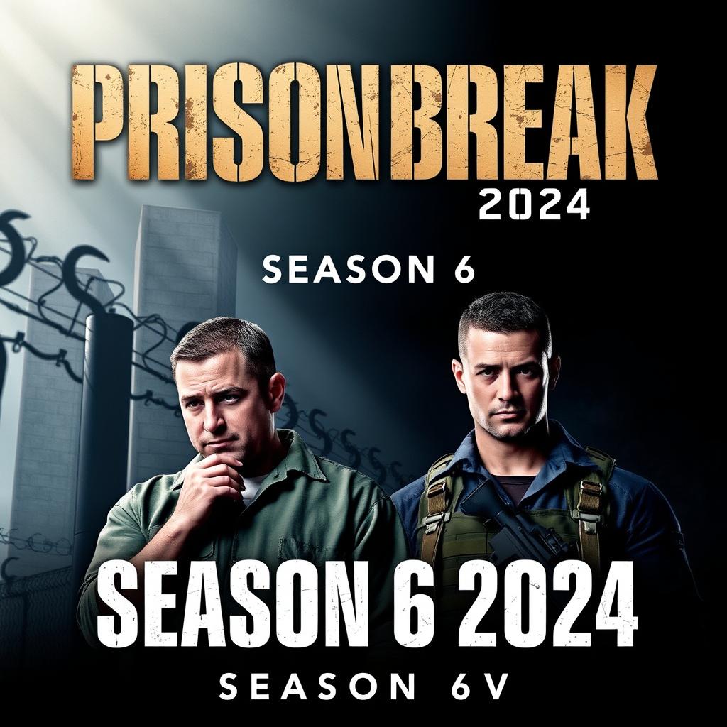 An exciting teaser poster for 'Prison Break Season 6' (2024), featuring Wentworth Miller and Dominic Purcell