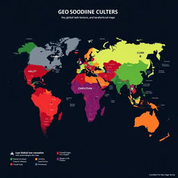 A visually striking geopolitical map highlighting key global tensions and alliances