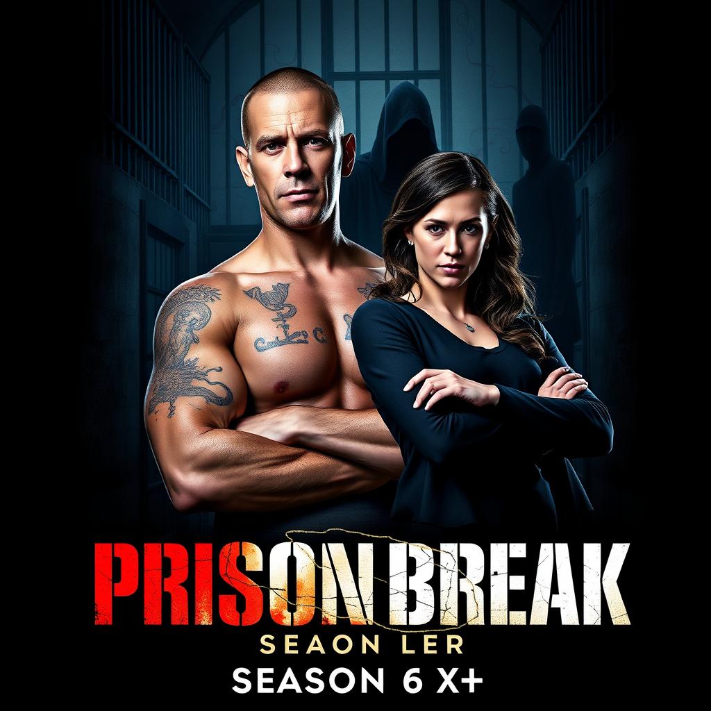 A gripping teaser poster for 'Prison Break Season 6' (2024) featuring Wentworth Miller as Michael Scofield and Sarah Wayne Callies as Sara Tancredi