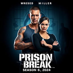 A gripping teaser poster for 'Prison Break Season 6' (2024) featuring Wentworth Miller as Michael Scofield and Sarah Wayne Callies as Sara Tancredi