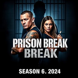 A gripping teaser poster for 'Prison Break Season 6' (2024) featuring Wentworth Miller as Michael Scofield and Sarah Wayne Callies as Sara Tancredi