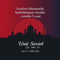A book cover design for a title "Analisis Dinamika Kehidupan Sosial Masyarakat Islam di Uni Soviet (1922-1991)" by Mgs