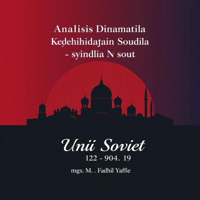 A book cover design for a title "Analisis Dinamika Kehidupan Sosial Masyarakat Islam di Uni Soviet (1922-1991)" by Mgs