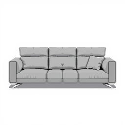 A pixel art representation of a modern low-profile sofa composed entirely of large gray cushions