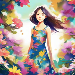 An image of a girl in a digital art style