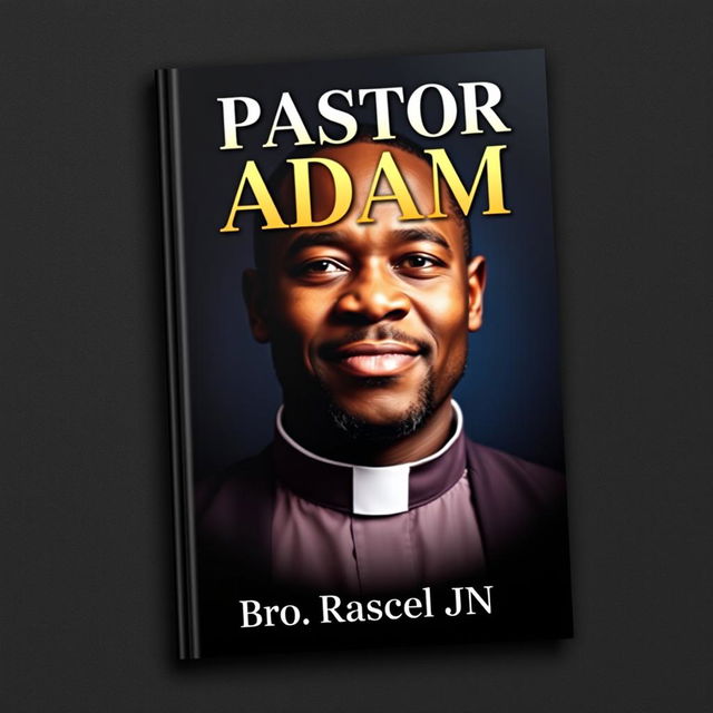 A captivating book cover for 'PASTOR ADAM' featuring a black man's face wearing a traditional clergy collar